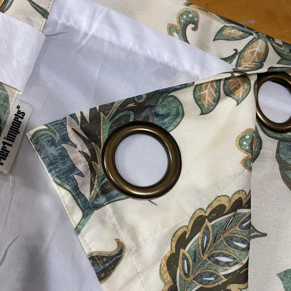 Pier 1 Imports Floral Paisley Grommet Curtain Panels Set 2 Soft Yellow 50x84